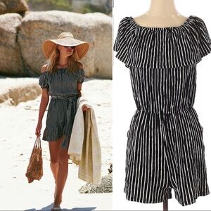 Love Tree Striped Off Shoulder Boho Hippie Romper